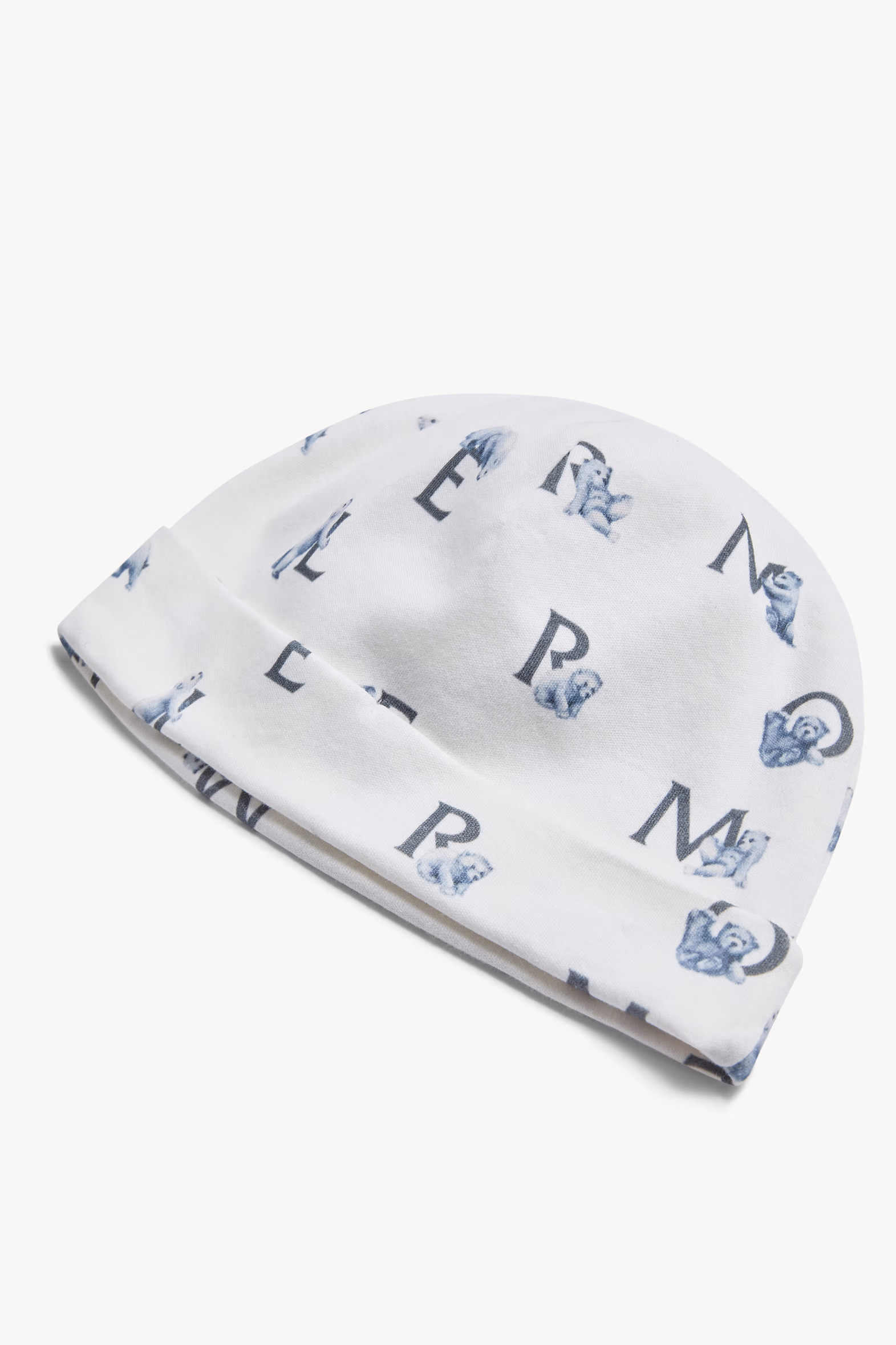 Teddy Bear Logo Print Cotton Set Boy White & Blue Moncler 2